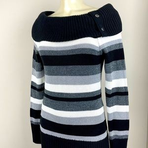White House Black Market Cowl Neck Striped Sweater XS